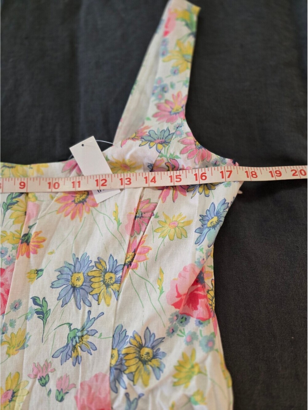 NWT Gap Linen-Blend Mini Dress Floral yellow pink white sundress MEDIUM - Picture 6 of 8